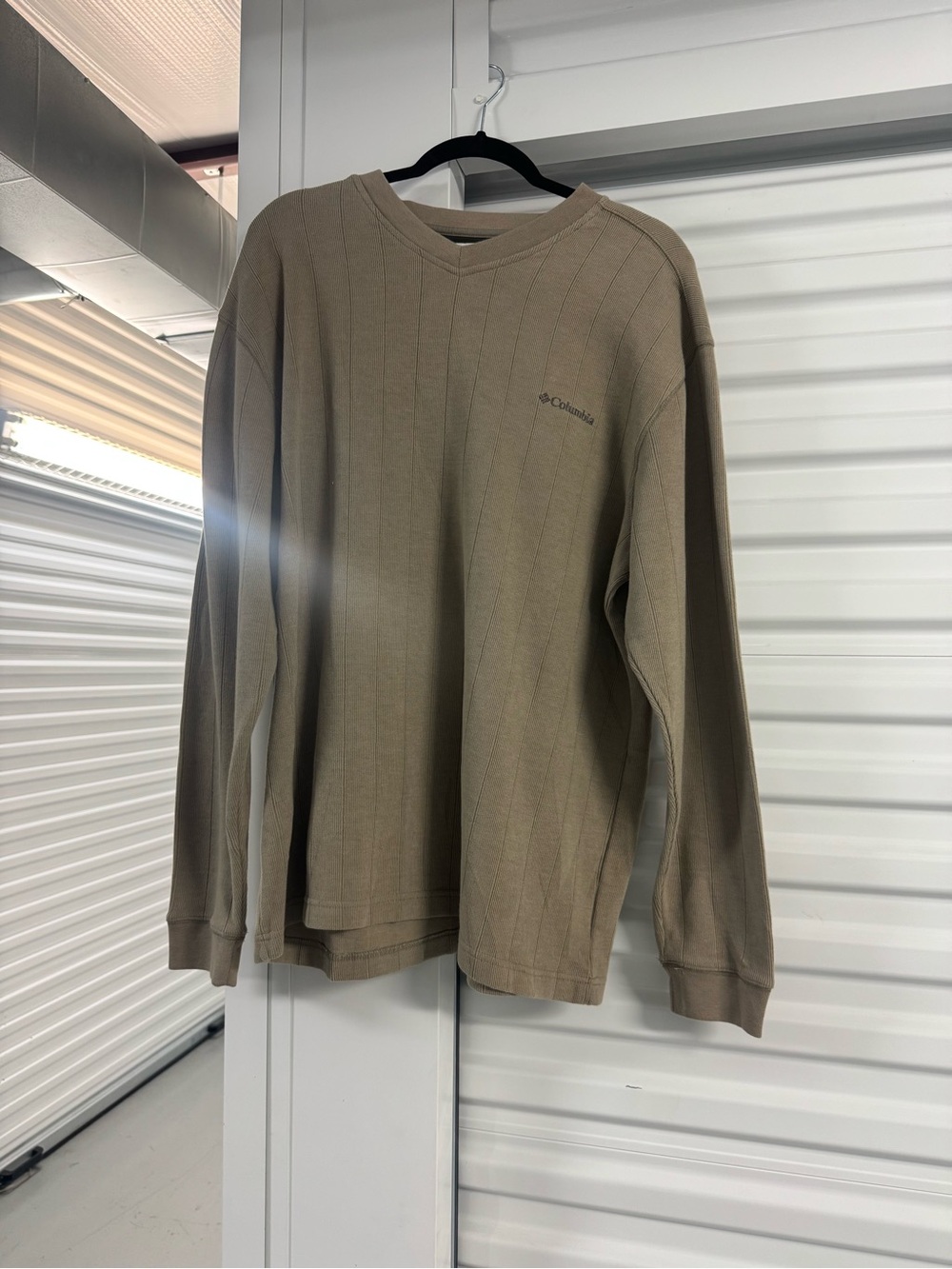 Columbia Men's Long Sleeve V-Neck Ribbed Pullover - Taupe Brown XL